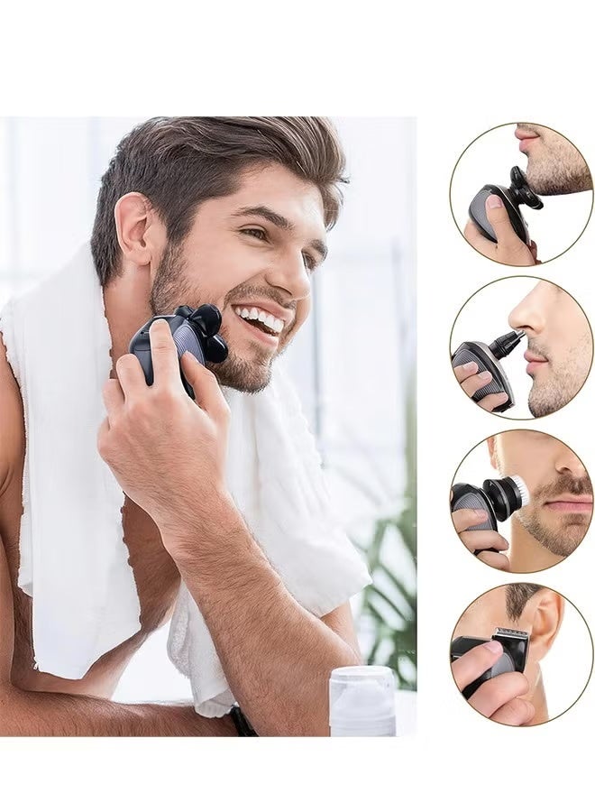 ماكينة حلاقة للصلع للرجال - ترقية ماكينة حلاقة الرأس الكهربائية 5 في 1 للرجال الصلع، ماكينة حلاقة لاسلكية مقاومة للماء بنسبة 100%، حلاقة رطبة/جافة، 5 رؤوس مزدوجة المسارات، التقاط الشعر بدون فوضى - Image 4