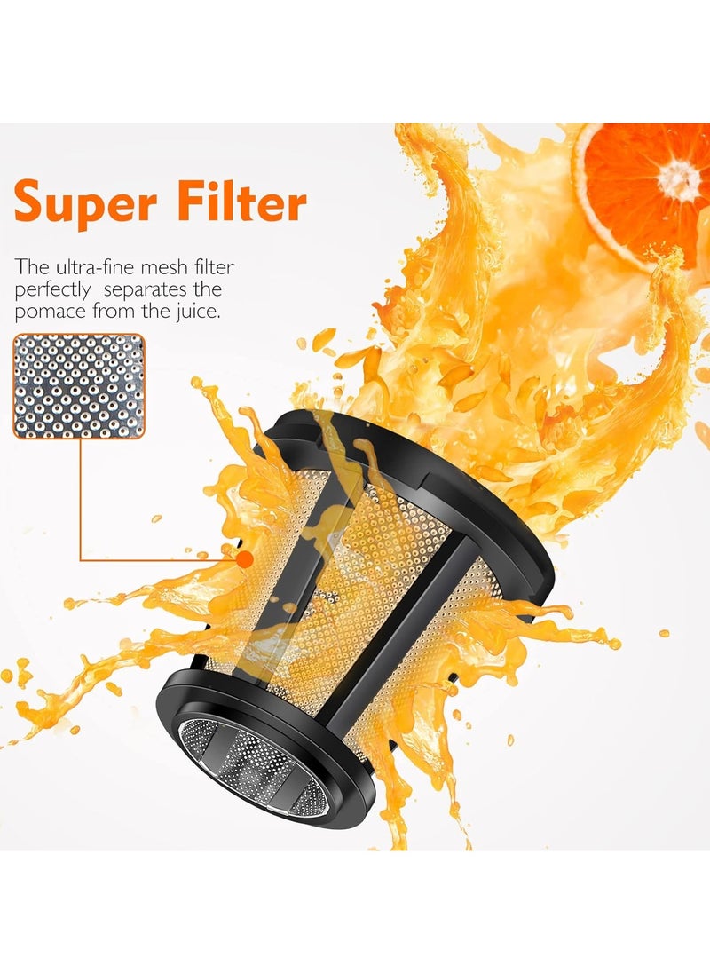 amzchef Juicer Machines Cold Press Slow Juicer Masticating Juicer for Whole Fruits and Vegetables Delicate Chew No Need to Filter BPA Free Juice Extractor Grey  - Image 4