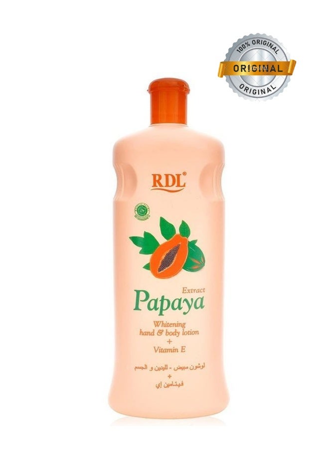 ار دي ال لوشن تفتيح اليد والجسم مع مستخلص البابايا وفيتامين E – عبوة 600 مللي | ترطيب وتبييض البشرة - Image 1