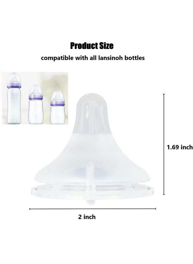 ماركة غير محددة 4 عبوات من حلمات زجاجات السيليكون متوافقة مع زجاجات Lansinoh - خالية من مادة BPA، مضادة للمغص ومانعة للتسرب - مقاس F (6 أشهر فأكثر) - تصميم يشبه الثدي للرضاعة النشطة  - Image 2