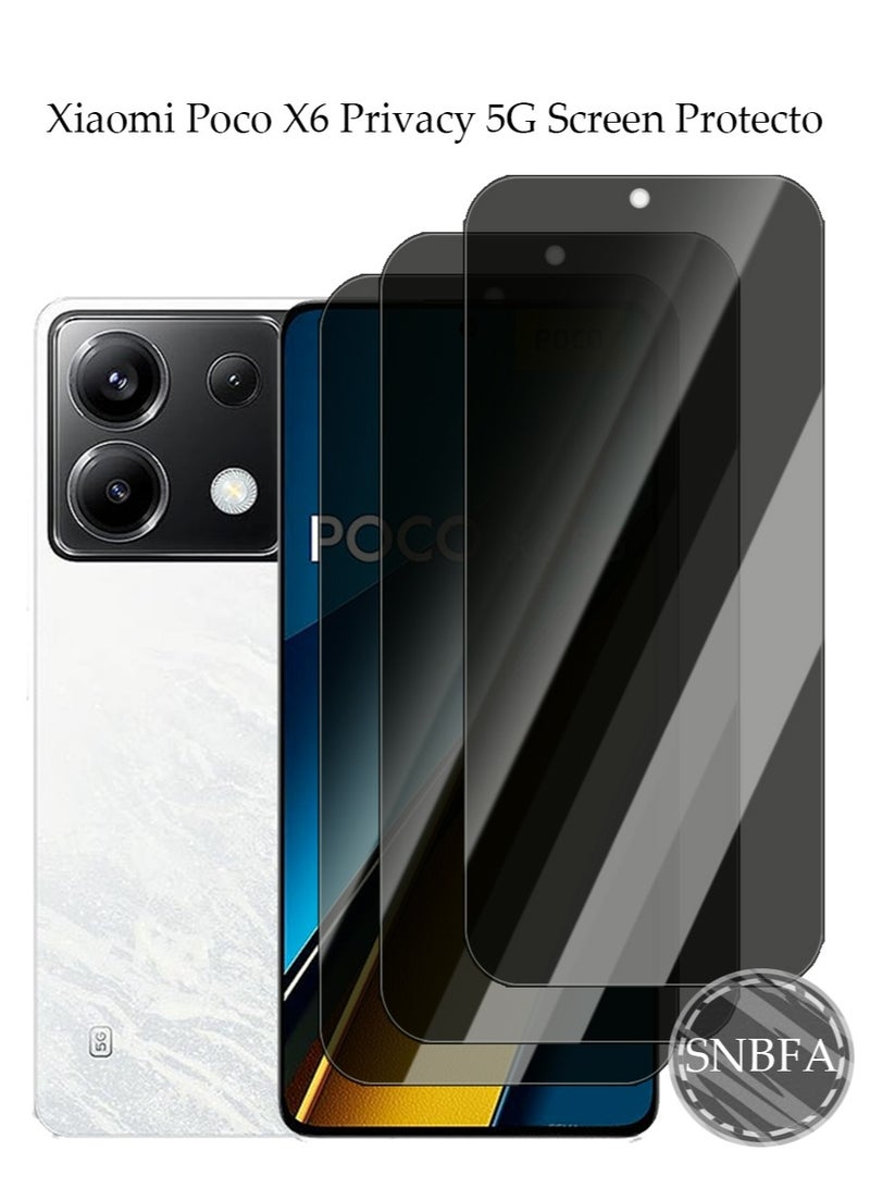 SNBFA 3 PCS Xiaomi POCO X6 Privacy Screen Protector，28°Privacy Protector Support Fingerprint Unlock ,9H Tempered Glass Film Easy Installation Anti-Scratch Film - Image 1