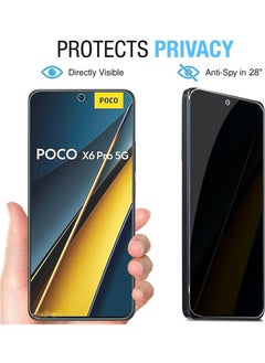 SNBFA 3 PCS Xiaomi POCO X6 Privacy Screen Protector，28°Privacy Protector Support Fingerprint Unlock ,9H Tempered Glass Film Easy Installation Anti-Scratch Film  - Image 3