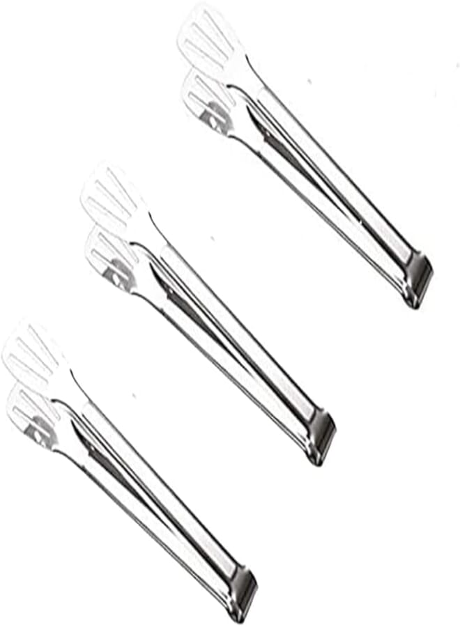 Spaceshoop Stainless Steel Food Tong For Kitchen Set Of 3 Pieces - Silver