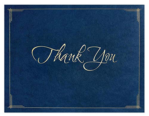 PaperDirect Thank You Certificate Jackets, 9 Inches x 12 Inches Folded, Blue with Gold Foil, Certificate Cover for School, Work, Diplomas, Graduation & Awards, Certificate Holder, Pack of 10 - Image 1