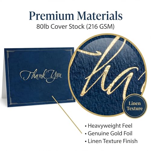 PaperDirect Thank You Certificate Jackets, 9 Inches x 12 Inches Folded, Blue with Gold Foil, Certificate Cover for School, Work, Diplomas, Graduation & Awards, Certificate Holder, Pack of 10 - Image 2