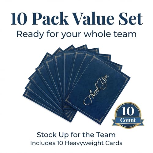 PaperDirect Thank You Certificate Jackets, 9 Inches x 12 Inches Folded, Blue with Gold Foil, Certificate Cover for School, Work, Diplomas, Graduation & Awards, Certificate Holder, Pack of 10 - Image 4