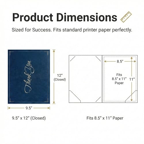 PaperDirect Thank You Certificate Jackets, 9 Inches x 12 Inches Folded, Blue with Gold Foil, Certificate Cover for School, Work, Diplomas, Graduation & Awards, Certificate Holder, Pack of 10 - Image 3