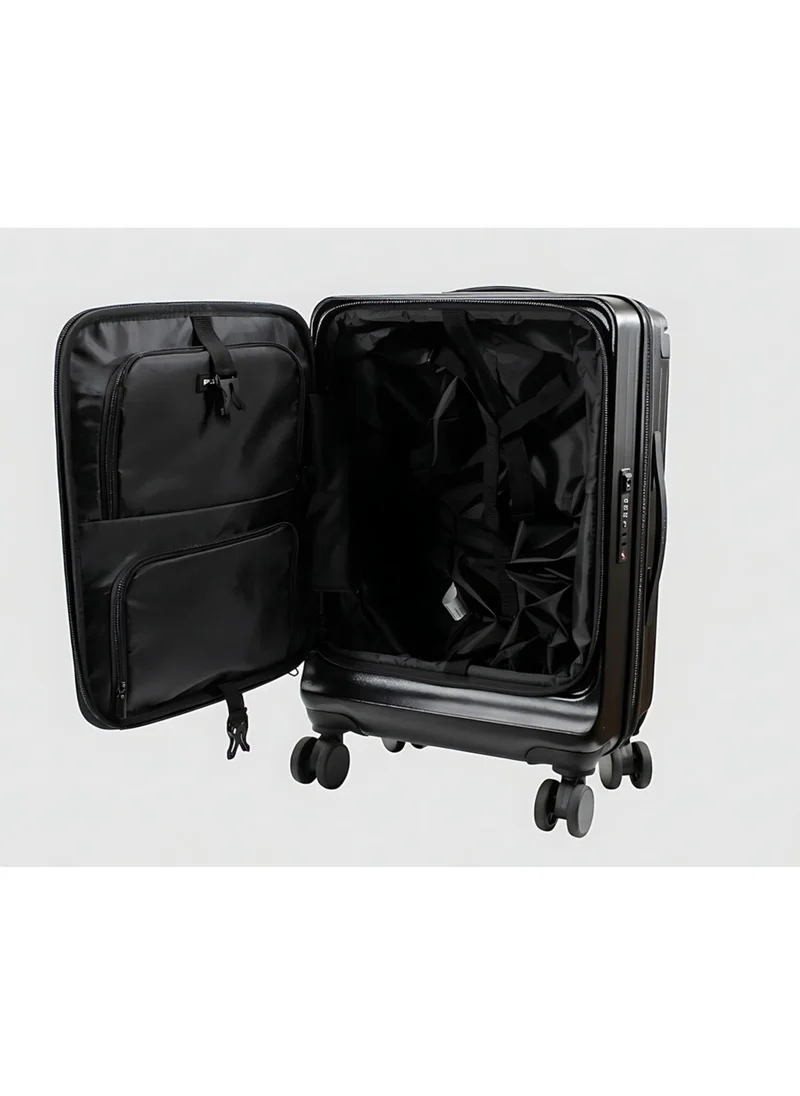 بوليس Police London Hardside Spinner Carry-On Trolley with Bold Urban Design, Hardside Travel Protection & Smooth Spinner Format – Black