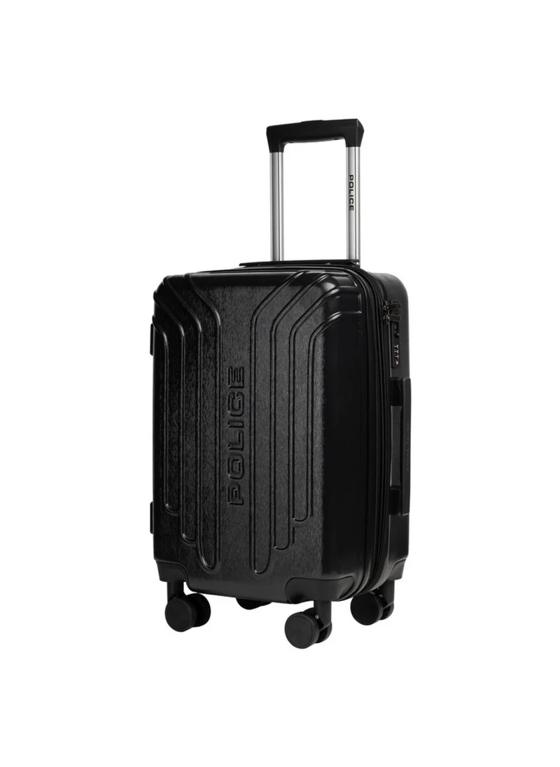 بوليس Police London Hardside Spinner Carry-On Trolley with Bold Urban Design, Hardside Travel Protection & Smooth Spinner Format – Black