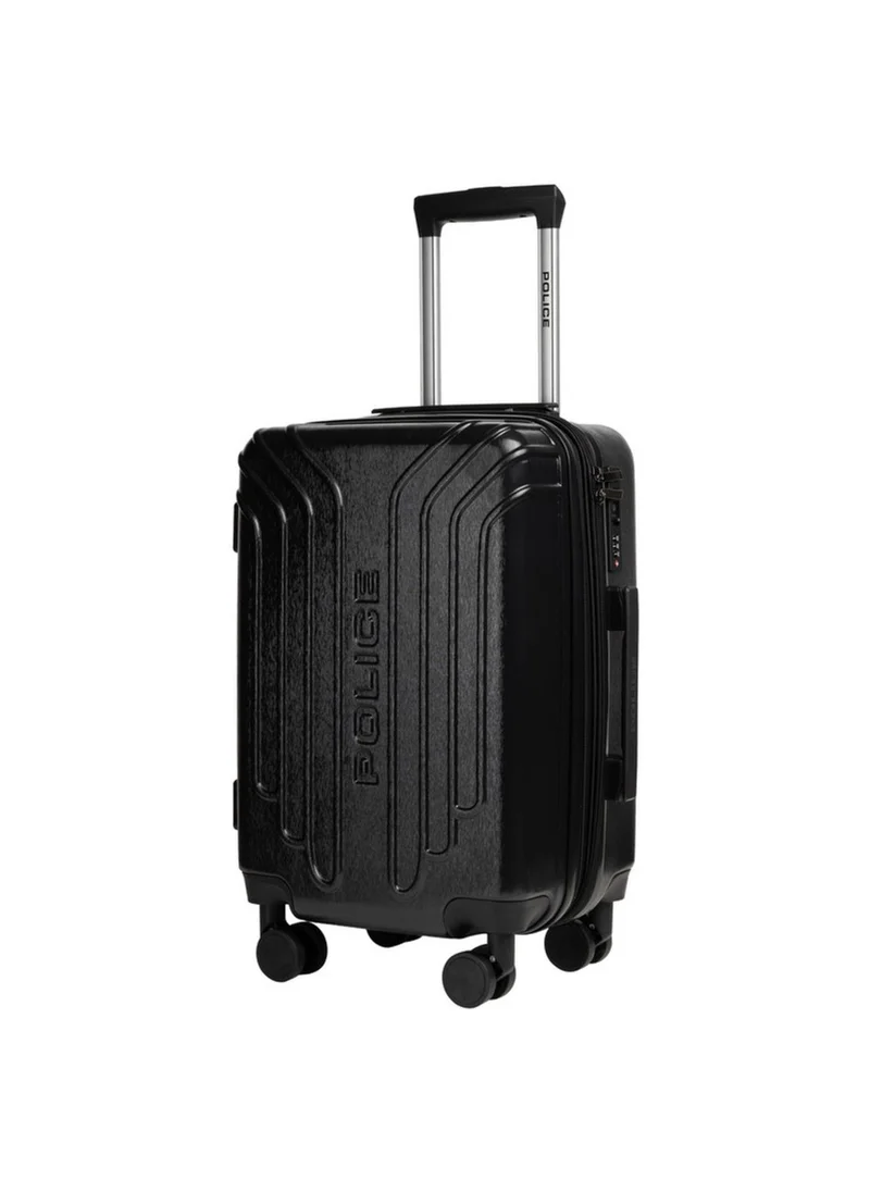 بوليس Police London Hardside Spinner Carry-On Trolley with Bold Urban Design, Hardside Travel Protection & Smooth Spinner Format – Black
