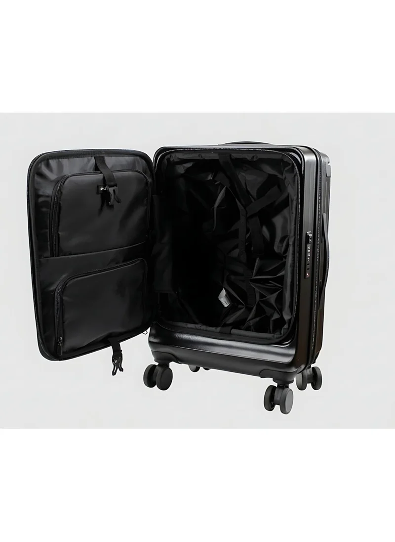 بوليس Police London Hardside Spinner Carry-On Trolley with Bold Urban Design, Hardside Travel Protection & Smooth Spinner Format – Black