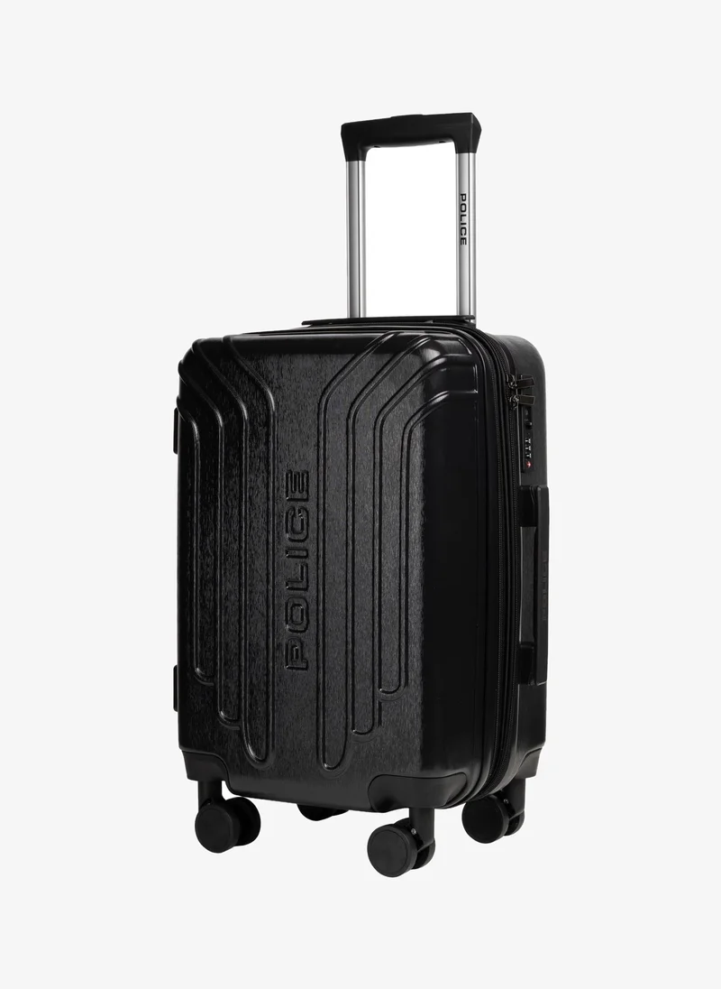 بوليس Police London Hardside Spinner Carry-On Trolley with Bold Urban Design, Hardside Travel Protection & Smooth Spinner Format – Black