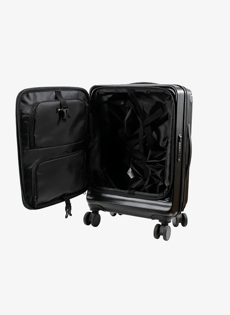 بوليس Police London Hardside Spinner Carry-On Trolley with Bold Urban Design, Hardside Travel Protection & Smooth Spinner Format – Black