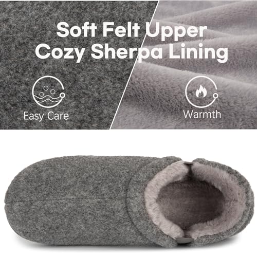 LongBay Men's Slippers Warm Bedroom Memory Foam House Shoes Slip-On for Indoor Outdoor Winter (Light Gray, 13-14) - Image 3