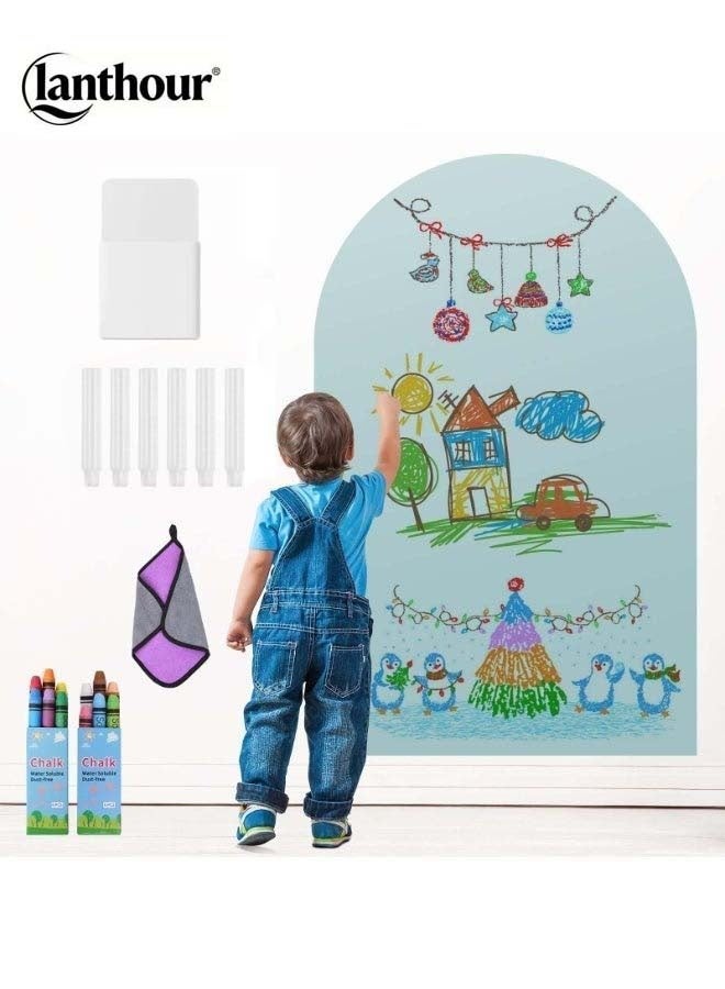 lanthour Magnetic Chalkboard - 39×31 inches Camel Color Magnetic Arched Wall Board, Suitable for Children, Includes 12 Chalk Sticks, Cleaning Cloth, Chalk Holders, and Storage Box - Image 1