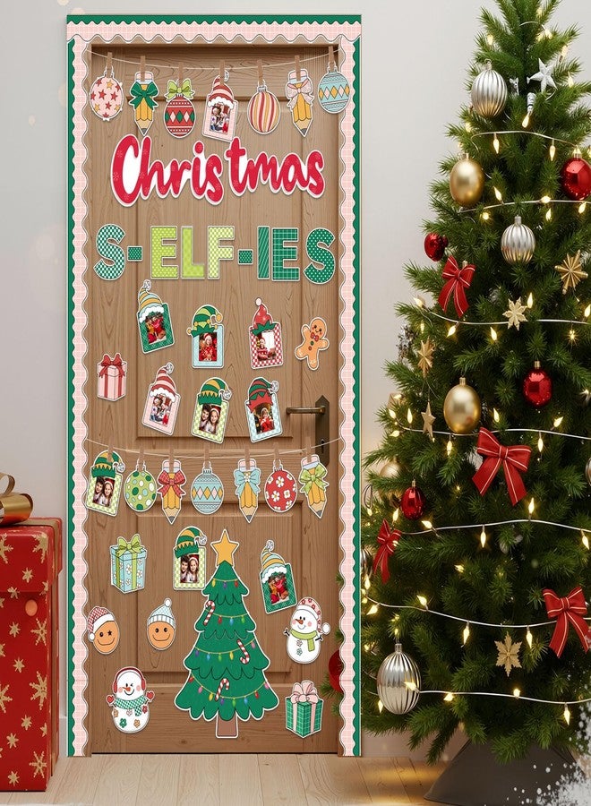 Moinchore 94 PCS Christmas Selfies Bulletin Board Decorations Xmas Bulletin Board with Photos Selfies Winter Elf Hat Pencil Christmas Tree Cutouts with Clamps for School Xmas Holiday Classroom Decor - Image 5
