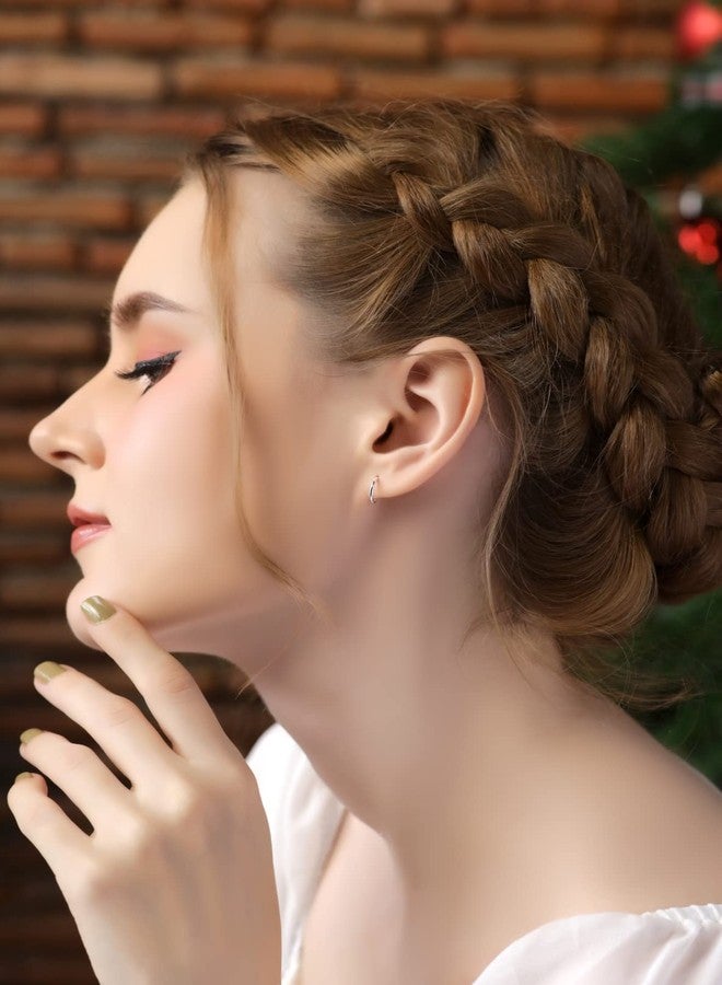 Hoops 4 Less 14K White Gold Tiny Small Endless 10mm Round Thin Cartilage Hoop Earrings for Women Men - Image 2