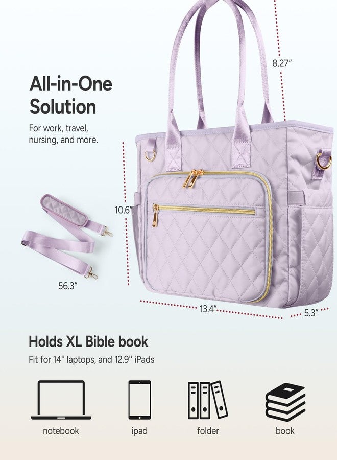 BellaHold Large Bible Bag with Bible Cover Case for Women, Church Bag with Shoulder Strap, Quilted Bible Cover for Bible Study Supplies, a Christian Gift for Women, Light Purple - Image 5