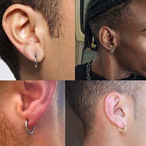 Senteria 5 Pairs 316L Surgical Stainless Steel Small Hoop Earrings Set Hypoallergenic EarringEndless Small Silver Hoop Earrings for Women Men10mm/12mm/14mm/16mm/18mm - Image 3
