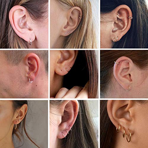 Senteria 5 Pairs 316L Surgical Stainless Steel Small Hoop Earrings Set Hypoallergenic EarringEndless Small Silver Hoop Earrings for Women Men10mm/12mm/14mm/16mm/18mm - Image 2
