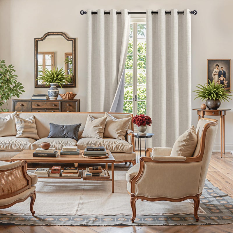 YoungsTex Linen Blackout Curtains 72 Inch Length for Living Room, Thermal Insulated Drapes with Grommet Full Room Darkening for Bedroom Country Farmhouse, Linen, 2 Panels, 52 X 72 Inch - Image 3