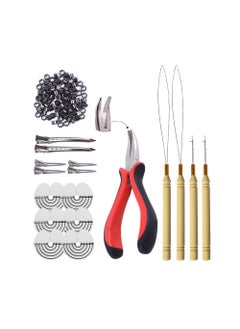 yantaisiyu 200pcs Micro Silicone Rings Hair Extensions Kit 1pc Itip Hair Extension Pliers Micro Pulling Hook Needle Loop Threader and Micro Silicone Links Black 