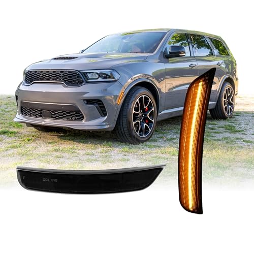 USR UNIQUE STYLE RACING USR 21-25 D6U SUV Side Marker Light – Front Smoked Parking Lamps (Left + Right) Pair - Compatible with 2021-2025 Dodge Durango All Models such as SXT, GT, R/T, SRT 392 (SMOKE LENS w/AMBER LED) - Image 1