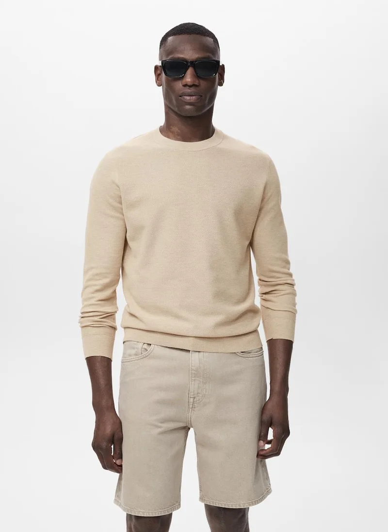 Mango Man Microstructured cotton knitted sweater