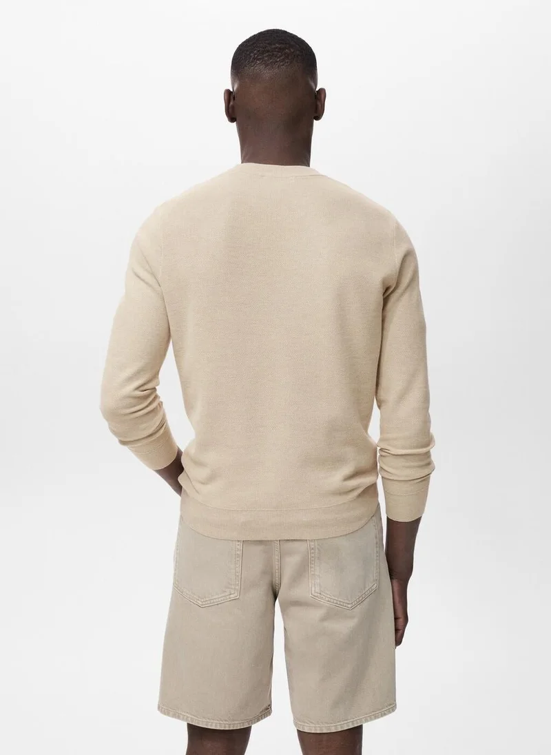 Mango Man Microstructured cotton knitted sweater