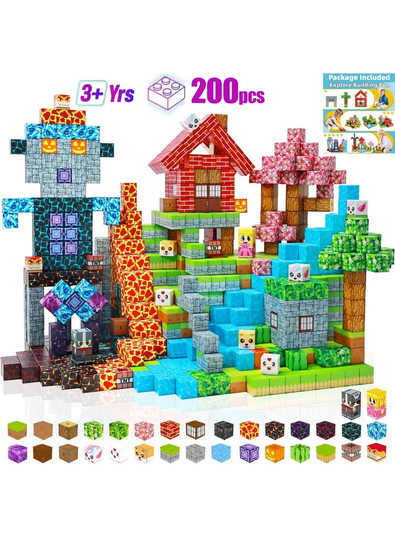200 PCS Magnetic Blocks (More Pieces) - 2cm Magnet Cubes, Build Your Own Magnet Worlds | STEM Sensory Toys for Toddlers & Kids Ages 3-10, Classroom Gifts - Image 1