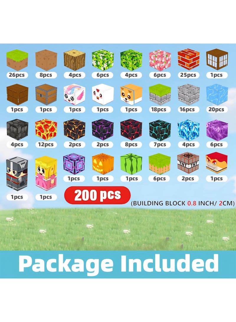 200 PCS Magnetic Blocks (More Pieces) - 2cm Magnet Cubes, Build Your Own Magnet Worlds | STEM Sensory Toys for Toddlers & Kids Ages 3-10, Classroom Gifts - Image 2