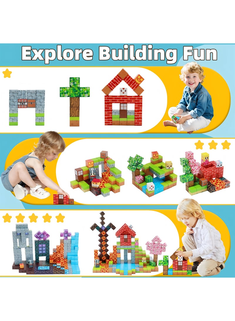 200 PCS Magnetic Blocks (More Pieces) - 2cm Magnet Cubes, Build Your Own Magnet Worlds | STEM Sensory Toys for Toddlers & Kids Ages 3-10, Classroom Gifts - Image 3