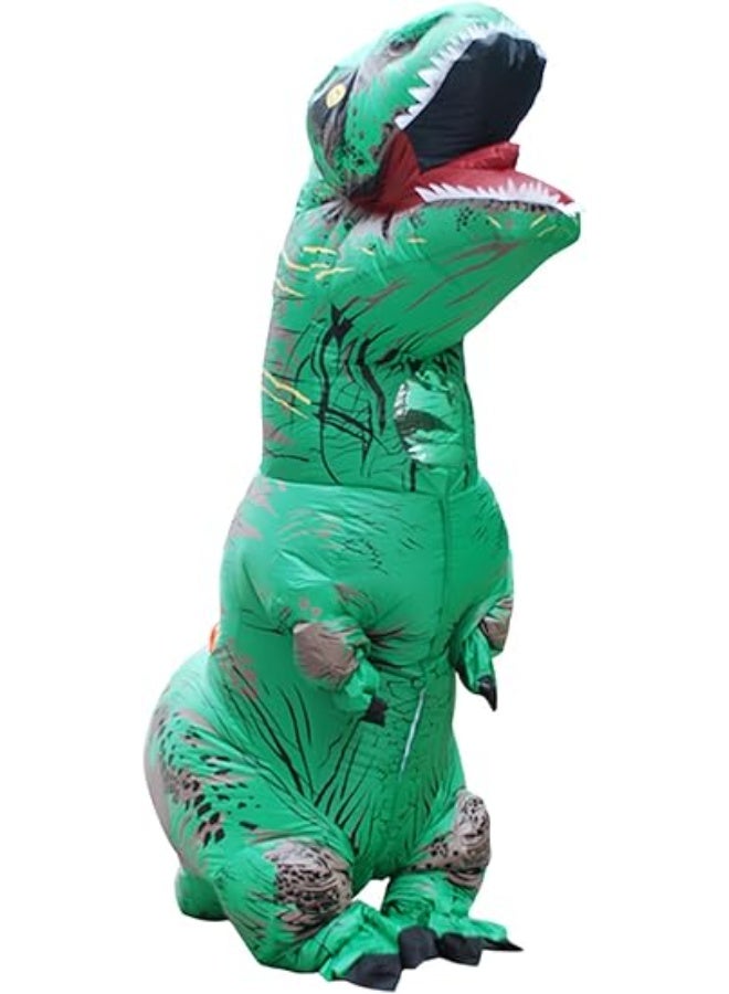 Inflatable Dinosaur Costume for Adult Blow up T-rex Costume Costume Party Dino Cosplay Halloween Cosplay Party, Green, Adult Height: 150cm-190cm - Image 1