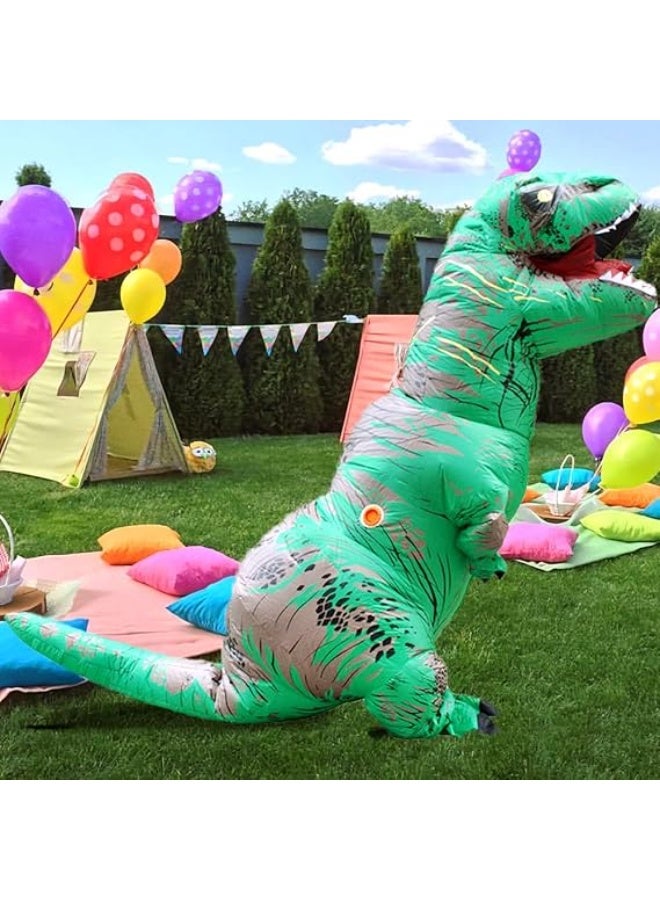Inflatable Dinosaur Costume for Adult Blow up T-rex Costume Costume Party Dino Cosplay Halloween Cosplay Party, Green, Adult Height: 150cm-190cm - Image 5