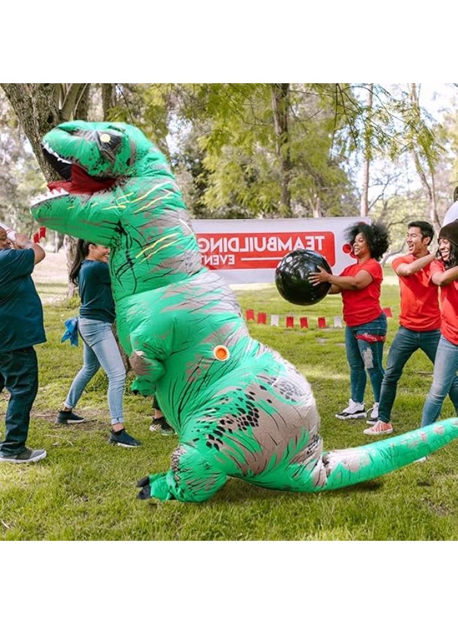 Inflatable Dinosaur Costume for Adult Blow up T-rex Costume Costume Party Dino Cosplay Halloween Cosplay Party, Green, Adult Height: 150cm-190cm - Image 4