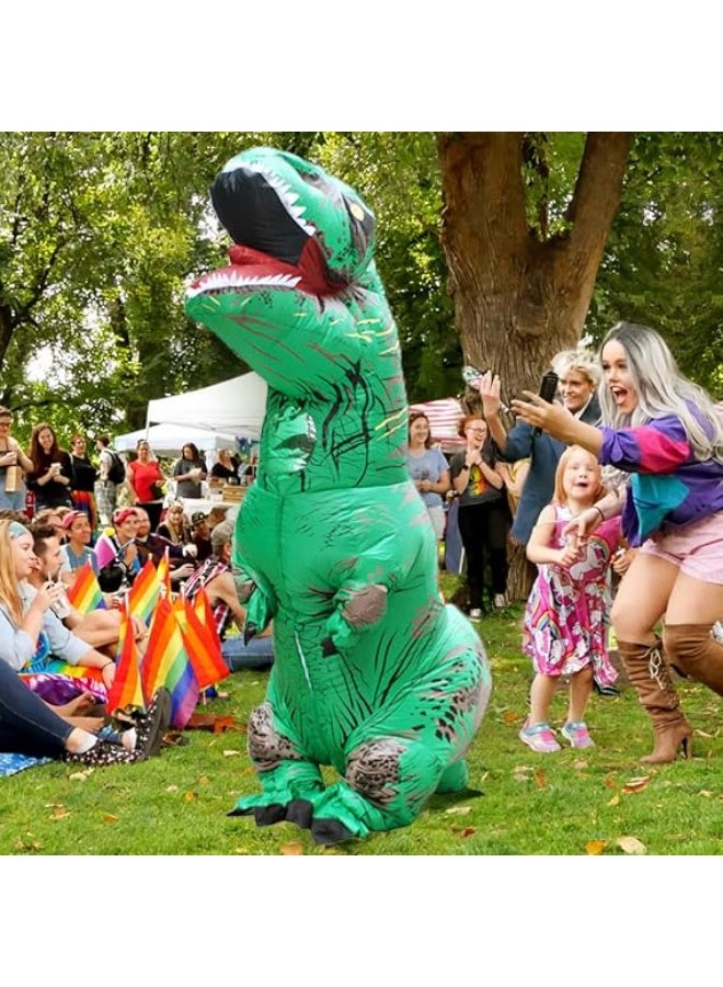 Inflatable Dinosaur Costume for Adult Blow up T-rex Costume Costume Party Dino Cosplay Halloween Cosplay Party, Green, Adult Height: 150cm-190cm - Image 3
