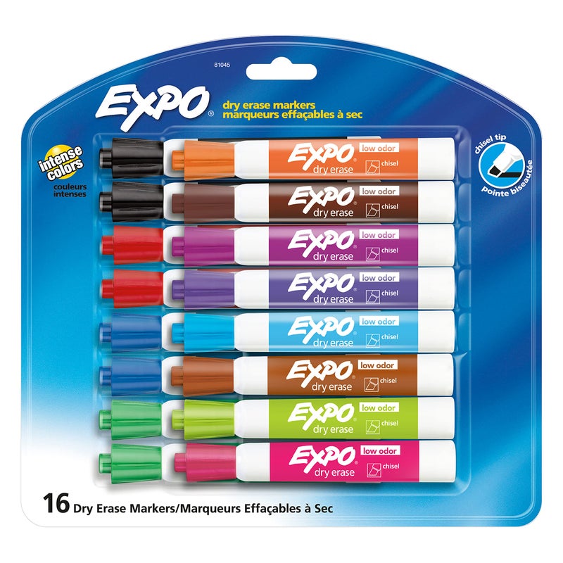 EXPO Low Odor Dry Erase Markers, Chisel Tip, Assorted Colors, 16 Count - Image 3