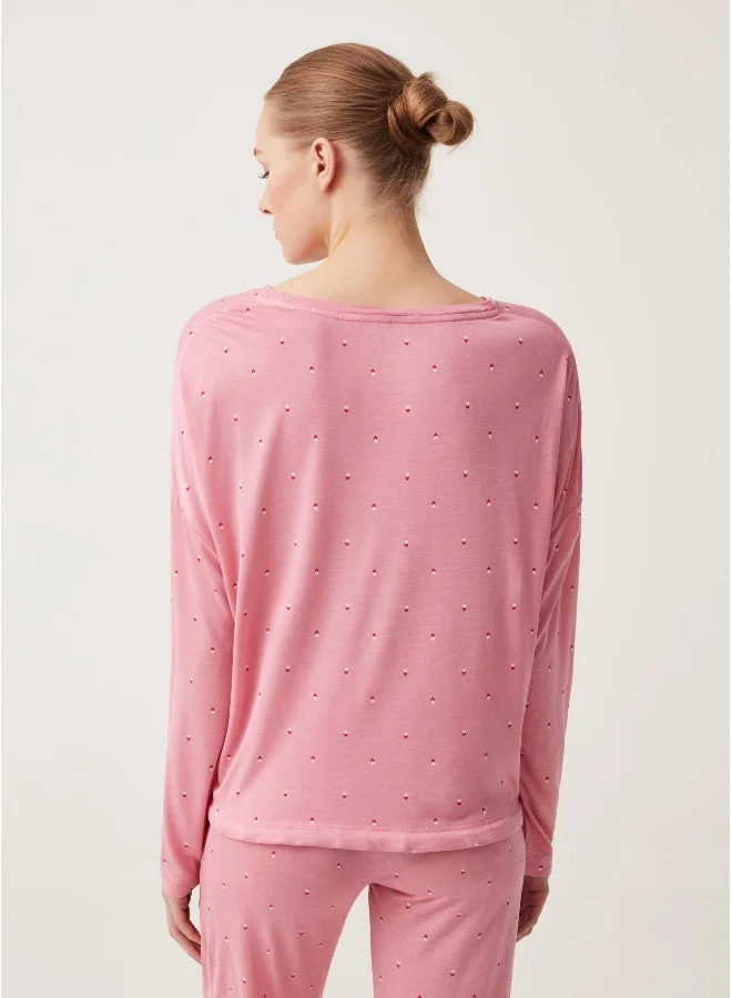 او في اس Ovs Oversize Pyjama Top With Heart Print