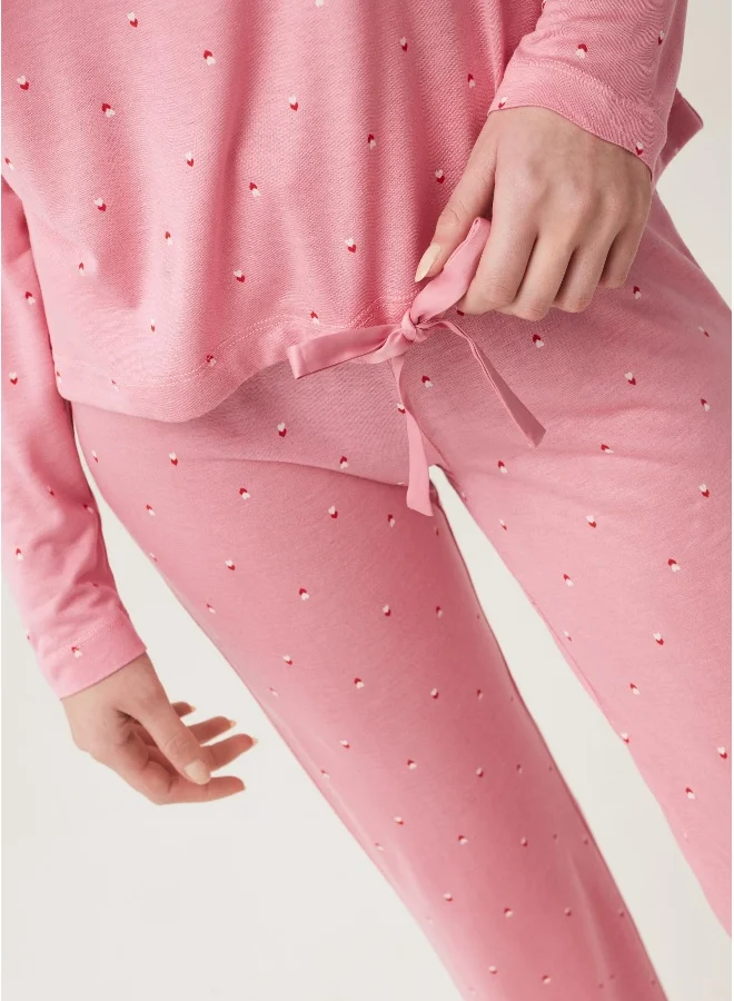 او في اس Ovs Oversize Pyjama Top With Heart Print