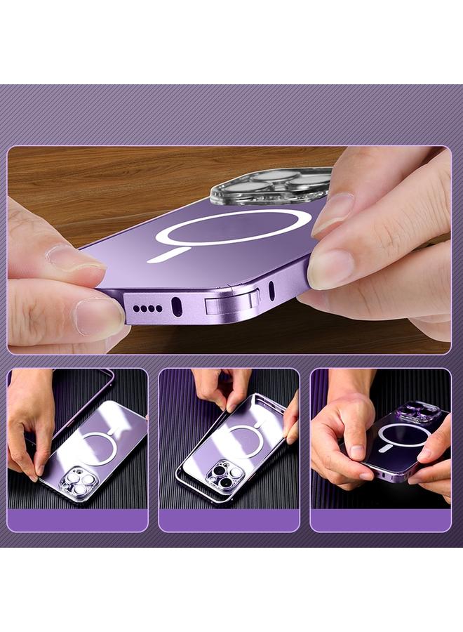 Zaboon Case For iPhone 12 Pro Max MagSafe Spring Buckle Metal Transparent Phone Case with Lens Protection - Image 5