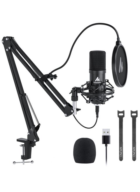 USB Microphone, MAONO 192KHZ, 24Bit Plug and Play PC Computer Podcast Condenser Cardioid Metal Mic Kit with Professional Sound Chipset for Recording, Gaming, Singing, YouTube (AU-A04)