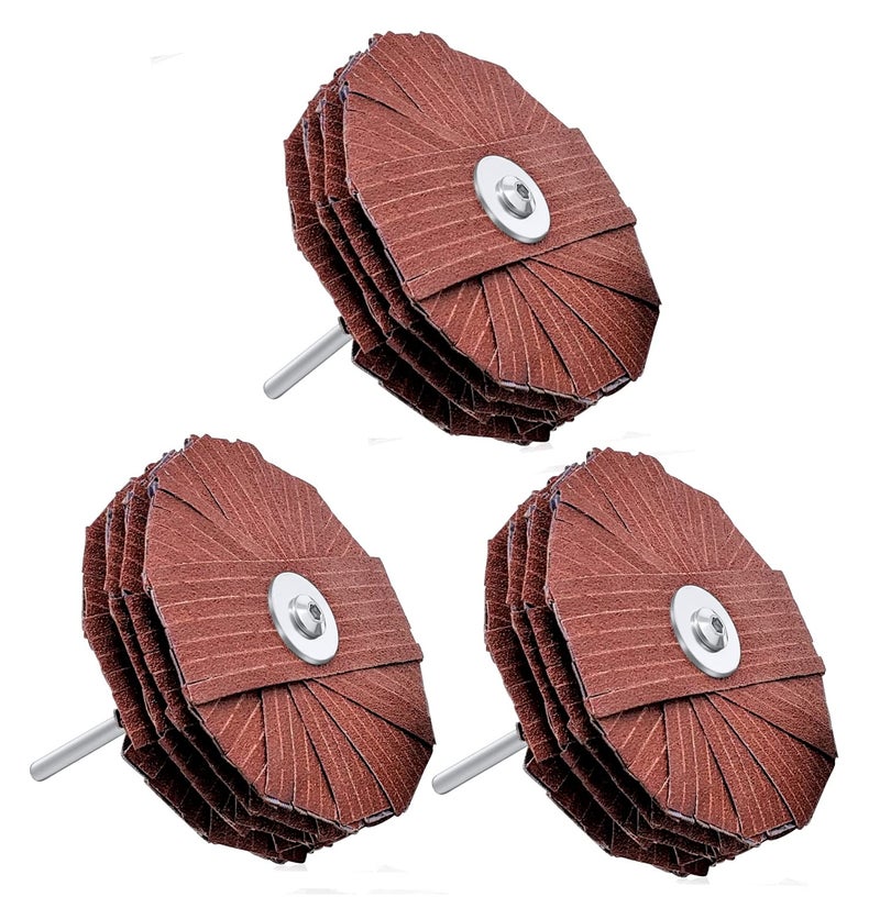 LINE10 Tools 4-inch Sanding Mop Kit, Moulding Flap Wheel Sander for Drill, 80, 120, 240 Grit Mop Sanders Brush, 1/4" Shank, Abrasive Flapper Sander for Woodworking, Contours, Finishing, Pack of 3 - Image 2