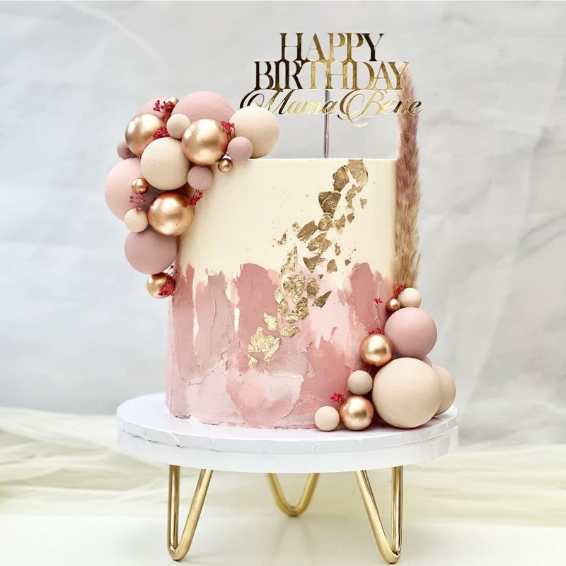 RASSLISA 32 PCS Ball Cake Picks Colorful Ball Shaped Cake Topper Pearl Balls Cupcake Cake Insert Topper for Birthday Party Wedding Decoration Supplies Apricot Gold Light Brown (Apricot Gold Light Brown) - Image 5