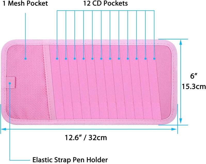 Wisdompro Car CD Case Holder - Pink Sun Visor Organizer - Image 2