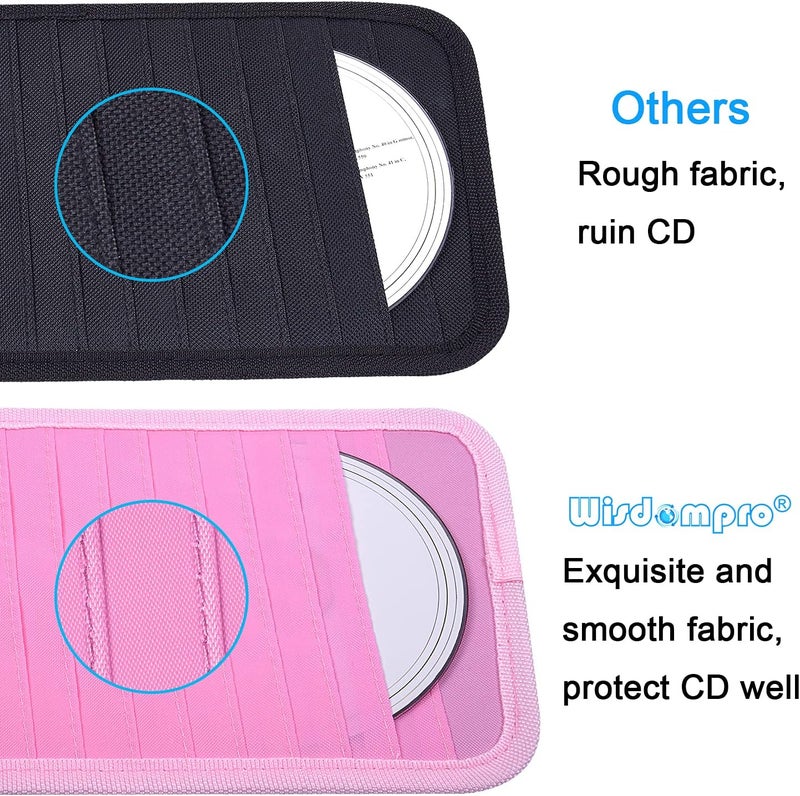 Wisdompro Car CD Case Holder - Pink Sun Visor Organizer - Image 3