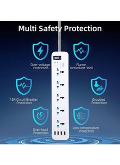 RAQTA Extension Bar with 4 Sockets – 5m Power Strip with Surge Protection  - Image 3