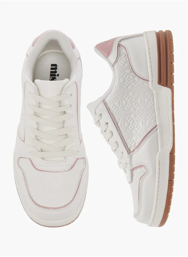 MISSY Women Logo Embossed Sneakers with Lace-Up Closure