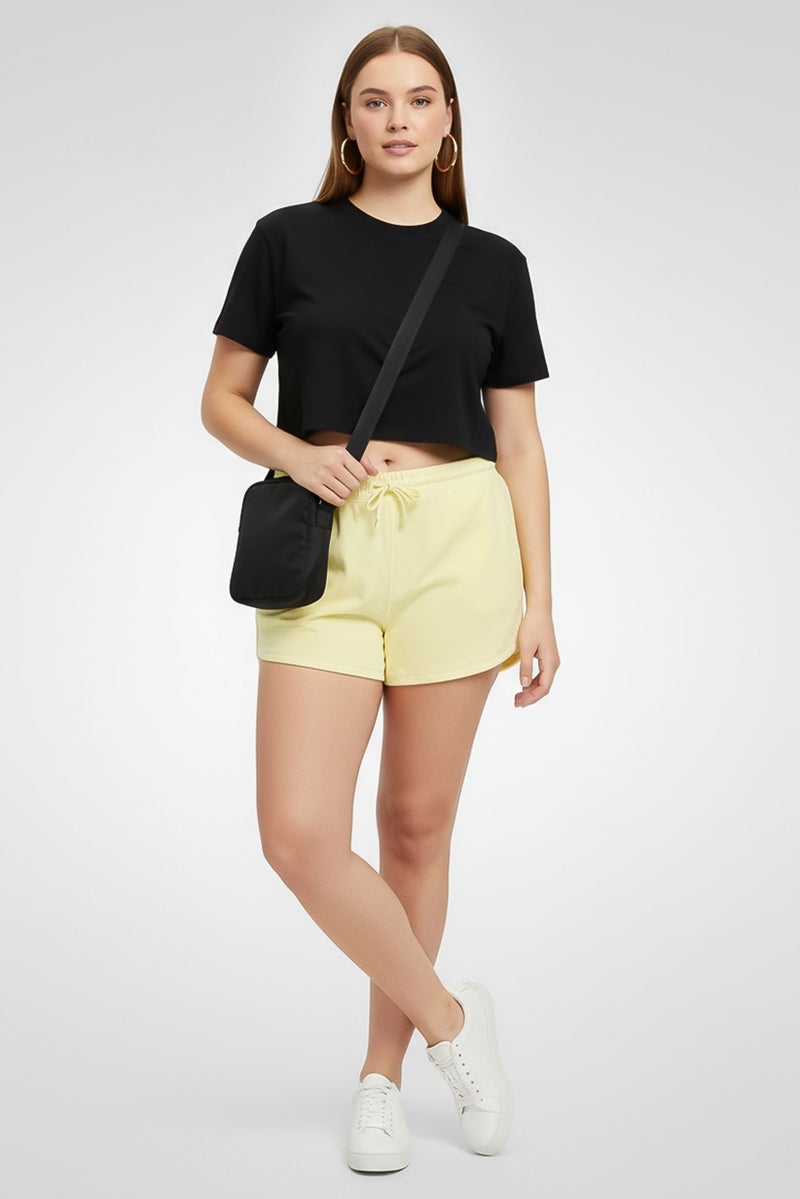 GANT Women Embroidered Logo Basic Shorts, Yellow - Image 1