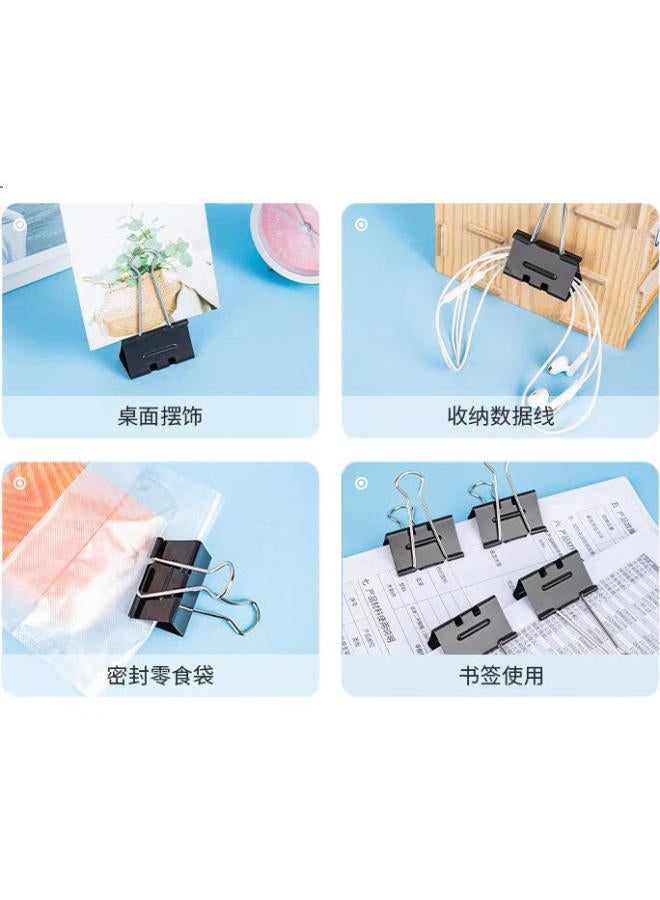 Deli 12-Pack 50Mm Effortless Black Binder Clips, #1 Metal Paper Clips, Office Supplies, Large Size, 12 Clips/Tube, 8561S - Image 2