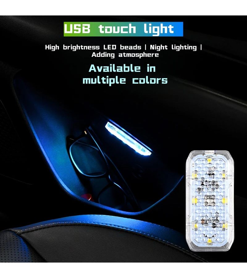 8 LED High Brightness Touch Light White Wireless Interior USB Charging Ceiling Reading Lamp - Image 1